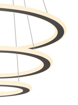 Preview: ONE FLAT, Pendelleuchte, triple, 300 cm, 2700/3000 K, DALI 2, Touch, schwarz