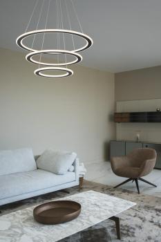 ONE FLAT, Pendelleuchte, triple, 300 cm, 2700/3000 K, DALI 2, Touch, schwarz