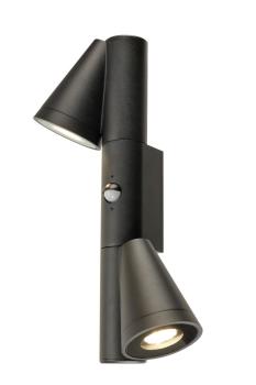 Preview: T-TUBE, Wandaufbauleuchte, GU10, double, Sensor, IP44, max. 10 W, schwarz