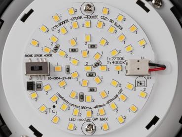 Preview: CYFT WAVE, Wand- und Deckenaufbauleuchte, 2700/3000/4000 K, 6,5 W, PHASE, schwarz / klar