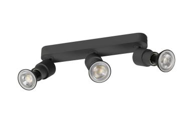 Preview: PURI 2.0 Basic, Wand- und Deckenaufbauleuchte, long, rund, 3 x max. 6 W GU10, schwarz