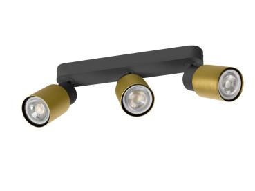 Preview: PURI 2.0 Tube, Wand- und Deckenaufbauleuchte, long, 3 x max. 6 W GU10, schwarz / gold