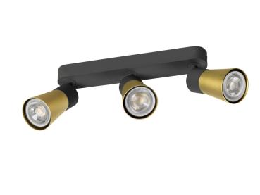 Preview: PURI 2.0 Cone, Wand- und Deckenaufbauleuchte, long, 3 x max. 6 W GU10, schwarz / gold