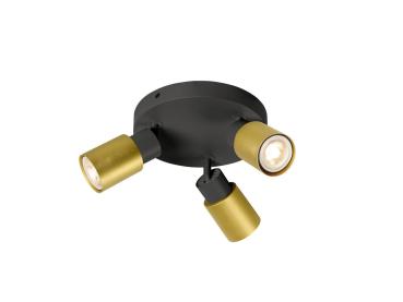 PURI 2.0 Tube, Wand- und Deckenaufbauleuchte, rund, 3 x max. 6 W GU10, schwarz / gold