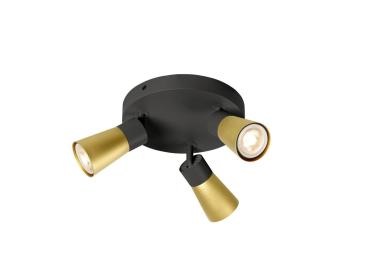 PURI 2.0 Cone, Wand- und Deckenaufbauleuchte, rund, 3 x max. 6 W GU10, schwarz / gold