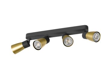 Preview: PURI 2.0 Dome, Wand- und Deckenaufbauleuchte, long, 4 x max. 6 W GU10, schwarz / gold