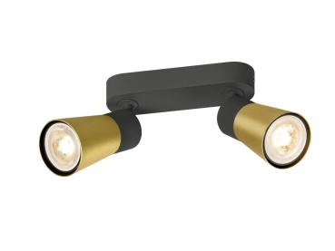 PURI 2.0 Cone, Wand- und Deckenaufbauleuchte, long, 2 x max. 6 W GU10, schwarz / gold