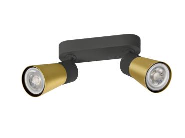 Preview: PURI 2.0 Cone, Wand- und Deckenaufbauleuchte, long, 2 x max. 6 W GU10, schwarz / gold