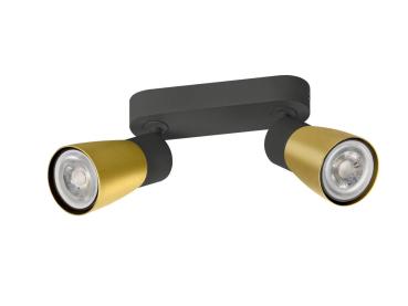 Preview: PURI 2.0 Dome, Wand- und Deckenaufbauleuchte, long, 2 x max. 6 W GU10, schwarz / gold