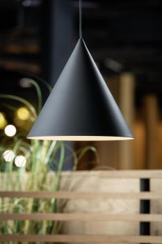 MAGICO 38, Pendelleuchte, E27, Pendellänge 180 cm, 1x max. 10 W, matt schwarz / gold