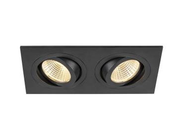 NEW TRIA® 155, Deckeneinbauleuchte, quadratisch, 3000 K, zweiflammig, PHASE, 38°, schwarz