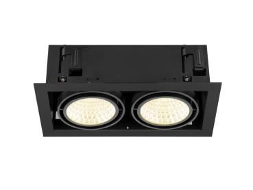 Preview: KADUX, Deckeneinbauleuchte, double, 3000 K, DALI 2, Touch, 30°, schwarz