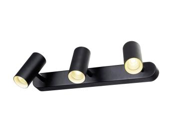 Preview: NOBLO®, Wand- und Deckenaufbauleuchte, triple, rund, 3000 K, 19 W, PHASE, 32°, schwarz