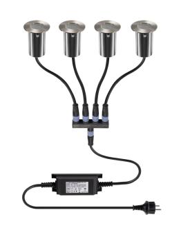 Preview: TRAIL-LITE® 60, 4er Set, Bodeneinbauleuchten, 3000K, IP67, rund, edelstahl / aluminium