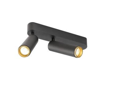 Preview: GRIP! M, Deckenaufbauleuchte, double, PHASE, 3000 K, 28 W, 42°, schwarz / gold