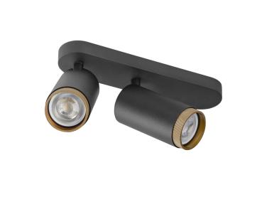 Preview: GRIP! L, SPOT CL, double, QPAR51, Deckenaufbauleuchte, zylindrisch, 2 x max. 6 Watt, schwarz / gold