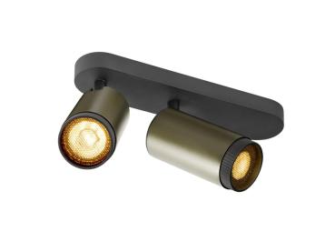 GRIP! L, SPOT CL, double, QPAR51, Deckenaufbauleuchte, zylindrisch, 2 x max. 6 Watt, bronze / schwarz