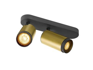 GRIP! L, SPOT CL, double, QPAR51, Deckenaufbauleuchte, zylindrisch, 2 x max. 6 Watt, gold / schwarz