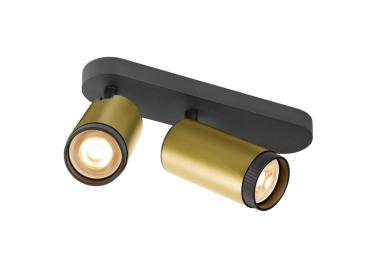 Preview: GRIP! L, SPOT CL, double, QPAR51, Deckenaufbauleuchte, zylindrisch, 2 x max. 6 Watt, gold / schwarz