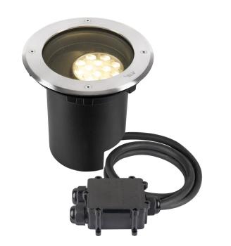 DASAR® L, Bodeneinbauleuchte, asymmetrisch, 3000K, 70°/40°, IP65/IP67, rund, edelstahl / schwarz