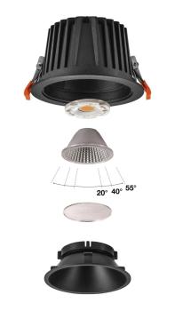 Preview: NUMINOS® XL, Deckeneinbauleuchte, 3000 K, 40°, IP20, rund, schwarz