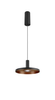 Preview: LALU®, Pendelleuchte, LED Base, Mix&Match, surface mounted canopy, Pendellänge 200 cm, 2700/3000K, 40°, PHASE, schwarz