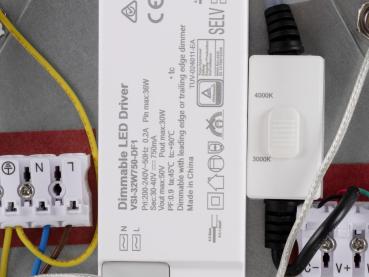 Preview: PANEL 60, Pendelleuchte, rund, PHASE, Pendellänge 200 cm, 3000/4000K, 90°, weiß