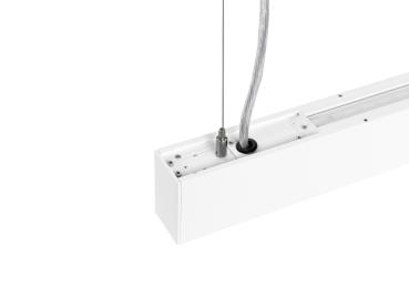 Preview: GLENOS® PRO, Pendelleuchte, 1,2m, DALI, UGR16, Pendellänge 210 cm, 4000K, 75°, weiß / schwarz