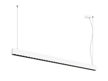 GLENOS® PRO, Pendelleuchte, 1,5m, DALI, UGR16, Pendellänge 210 cm, 3000K, 75°, weiß / schwarz