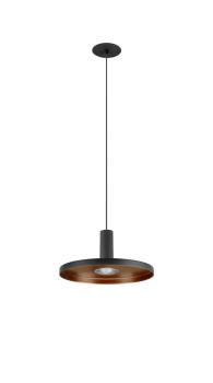 Preview: LALU® SET, Pendelleuchte, LED Base, PLATE 22, PHASE, Recessed, Pendellänge 200 cm, 2700/3000 K, 40°, schwarz