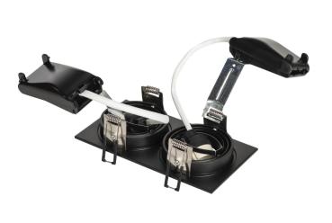 Preview: NEW TRIA 155, Einbauleuchte, zweiflammig, QPAR51, rechteckig, schwarz, max. 100 W, inkl. Clipfedern