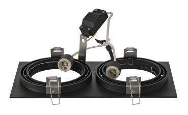 Preview: NEW TRIA 300, Einbauleuchte, zweiflammig, QPAR111, rechteckig, schwarz matt, max. 150 W, inkl. Clipfedern