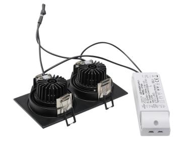 Preview: NEW TRIA 155, Einbauleuchte, zweiflammig, LED, 2700 K, rechteckig, schwarz matt, 38°, 15 W, inkl. Treiber, Clipfedern