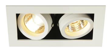 KADUX 2, Einbauleuchte, zweiflammig, QPAR51, rechteckig, weiß matt, max. 100 W, inkl. Clipfedern