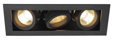 KADUX 3, Einbauleuchte, dreiflammig, QPAR51, rechteckig, schwarz matt, max. 150 W, inkl. Clipfedern