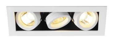 KADUX 3, Einbauleuchte, dreiflammig, QPAR51, rechteckig, weiß matt, max. 150 W, inkl. Clipfedern