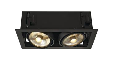 KADUX, Einbauleuchte, zweiflammig, QPAR111, rechteckig, schwarz matt, max. 150 W