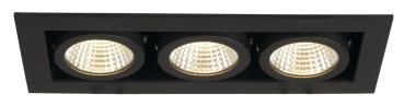 KADUX, Einbauleuchte, dreiflammig, LED, 3000 K, rechteckig, schwarz matt, 38°, 22 W, inkl. Treiber