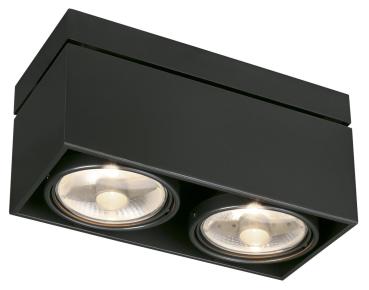 Preview: KARDAMOD, Deckenleuchte, zweiflammig, QPAR111, rechteckig, schwarz matt, max. 150 W