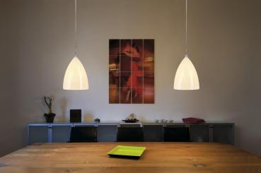 Preview: TONGA®, Pendelleuchte, A60, rund, weiß, Keramikschirm, silbergraue Deckenrosette, max. 60 W