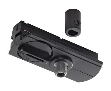 PENDELLEUCHTENADAPTER, für Hochvolt 1Phasen-Aufbauschiene, schwarz, inkl. Zugentlastung und Gewindestück