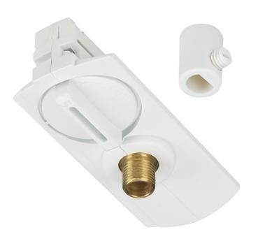 PENDELLEUCHTENADAPTER, für Hochvolt 1Phasen-Aufbauschiene, weiß, inkl. Zugentlastung und Gewindestück