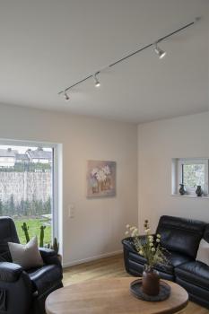 Preview: PURIA TRACK, Spot für Hochvolt-Stromschiene 1Phasen, QPAR51, weiß, Kunststoff satiniert, max. 10 W, inkl. 1Phasen-Adapter