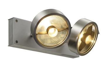 Preview: KALU, Wand- und Deckenleuchte, zweiflammig, QPAR111, rund, aluminium gebürstet, max. 150 W