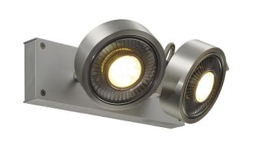 Preview: KALU, Wand- und Deckenleuchte, zweiflammig, QPAR111, rund, aluminium gebürstet, max. 150 W