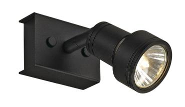 Preview: PURI, Wand- und Deckenleuchte, einflammig, QPAR51, schwarz matt, max. 50 W, mit Dekoring