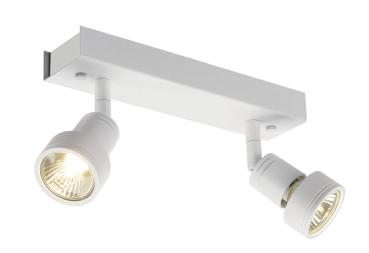 Preview: PURI, Wand- und Deckenleuchte, zweiflammig, QPAR51, weiß matt, max. 100 W, mit Dekoring