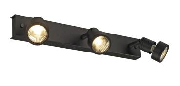 Preview: PURI, Wand- und Deckenleuchte, dreiflammig, QPAR51, schwarz matt, max. 150 W, mit Dekoring