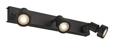 Preview: PURI, Wand- und Deckenleuchte, dreiflammig, QPAR51, schwarz matt, max. 150 W, mit Dekoring