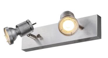 Preview: ASTO, Wand- und Deckenleuchte, zweiflammig, QPAR51, aluminium gebürstet, max. 150 W